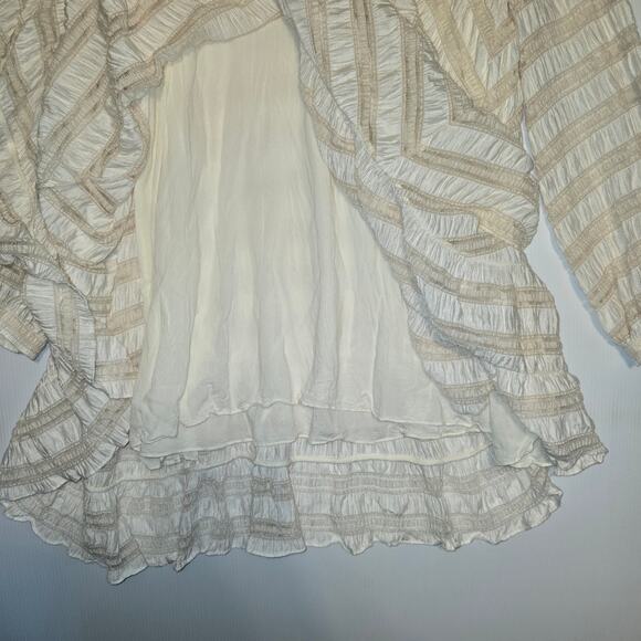 Anine Bing Viola Dress Knee Length Cream Pleating & Lace Uneven Hem M - Picture 8 of 10